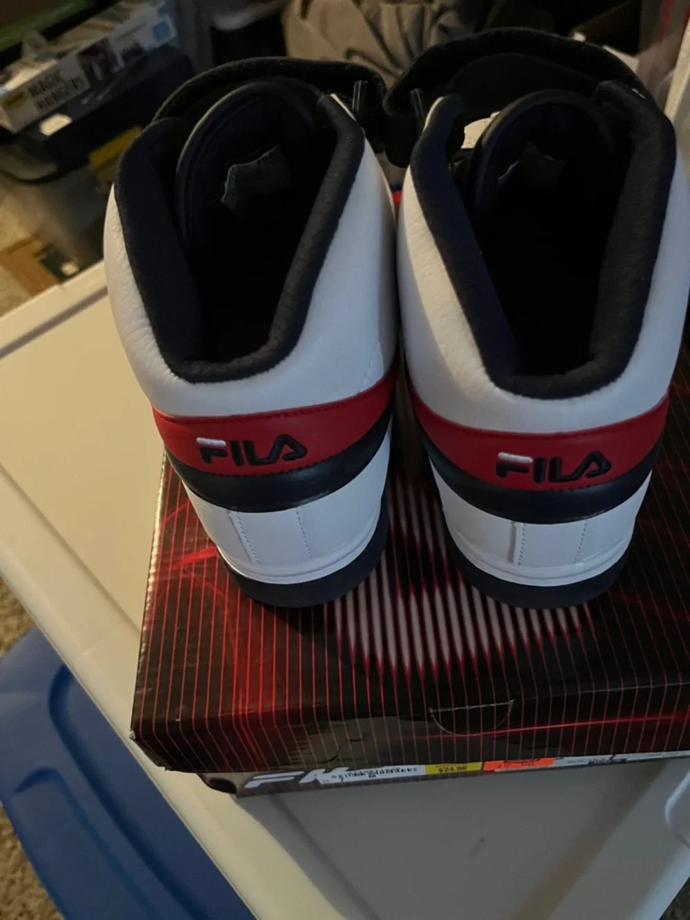 Fila Men's White High-Top Sneakers with Red and Black Accents - Picture 2 of 5